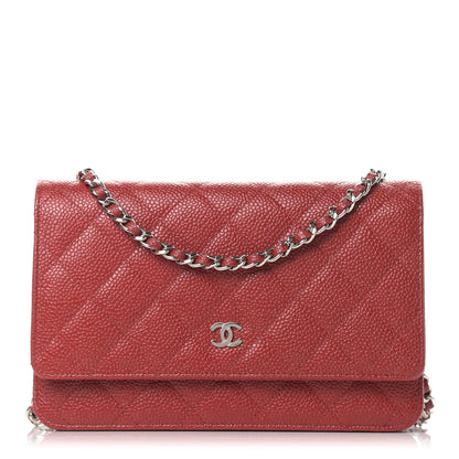 Chanel Caviar Quilted Wallet On Chain WOC Red 1 of 12