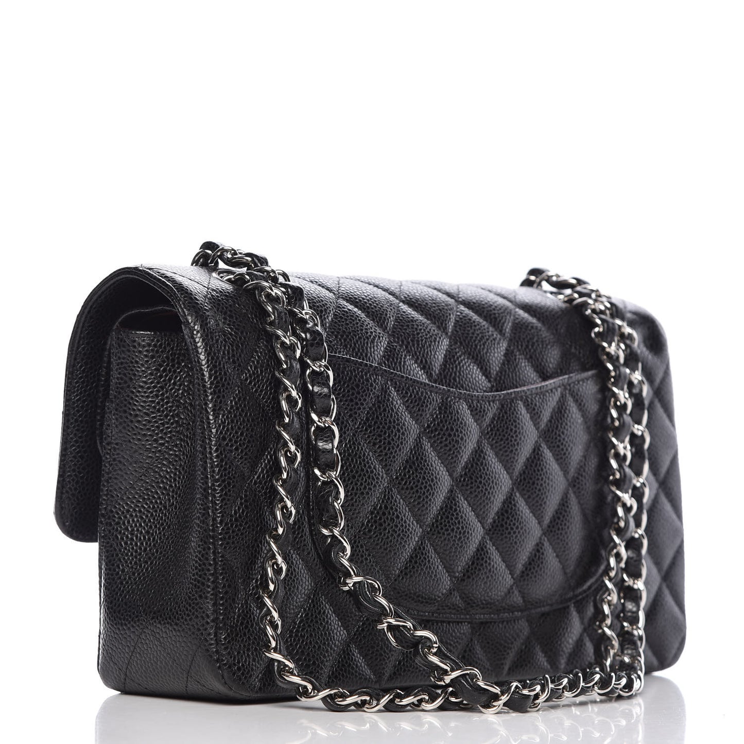 Caviar Quilted Medium Double Flap Black