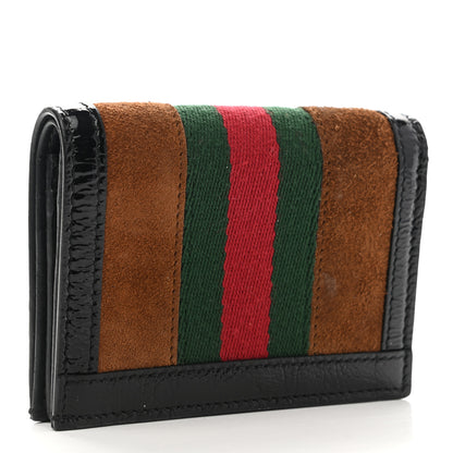 Gucci Suede Patent Web Ophidia Card Case Nocciola Black 3 of 10
