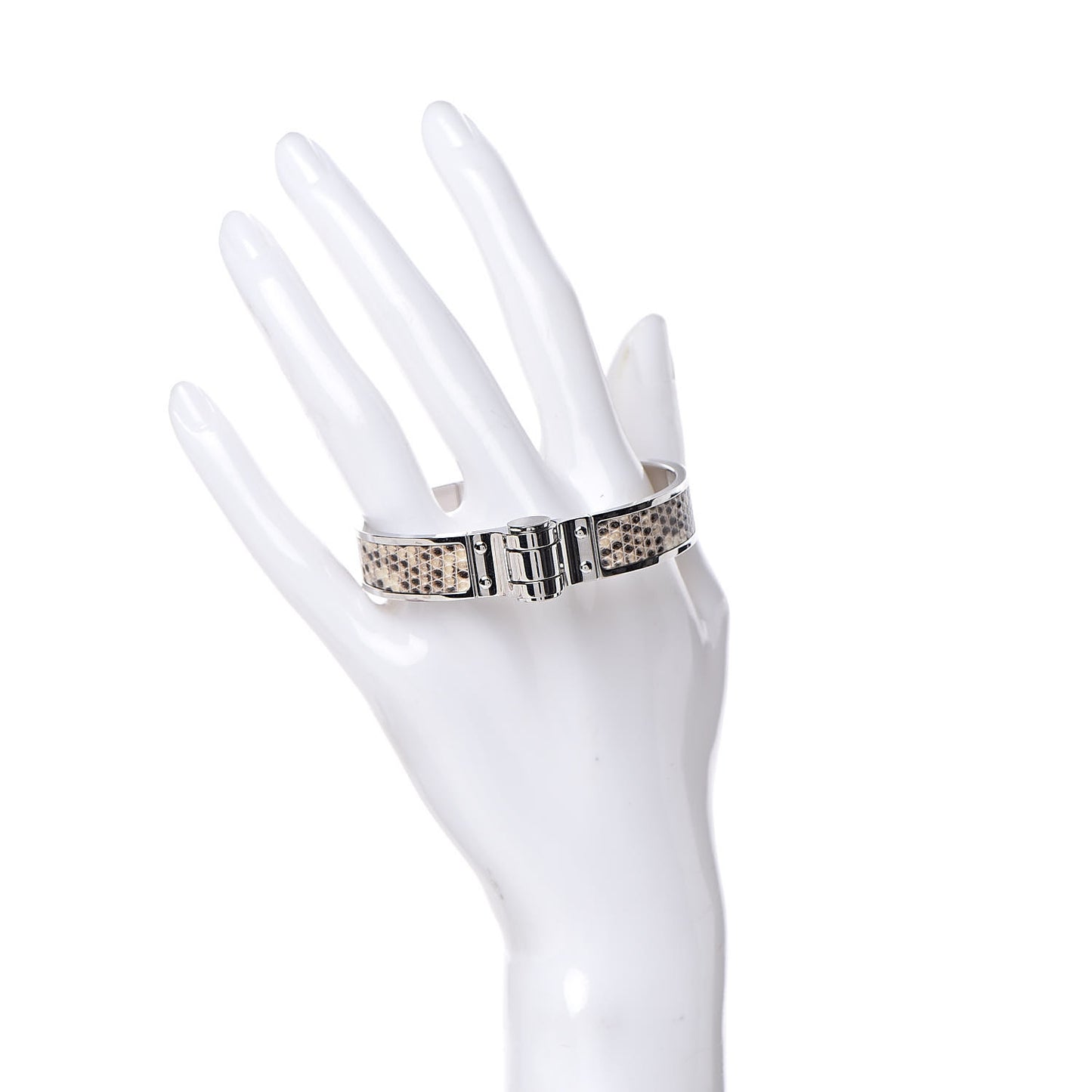 Lizard Charniere Cuir Narrow Hinged Bracelet M Ombre
