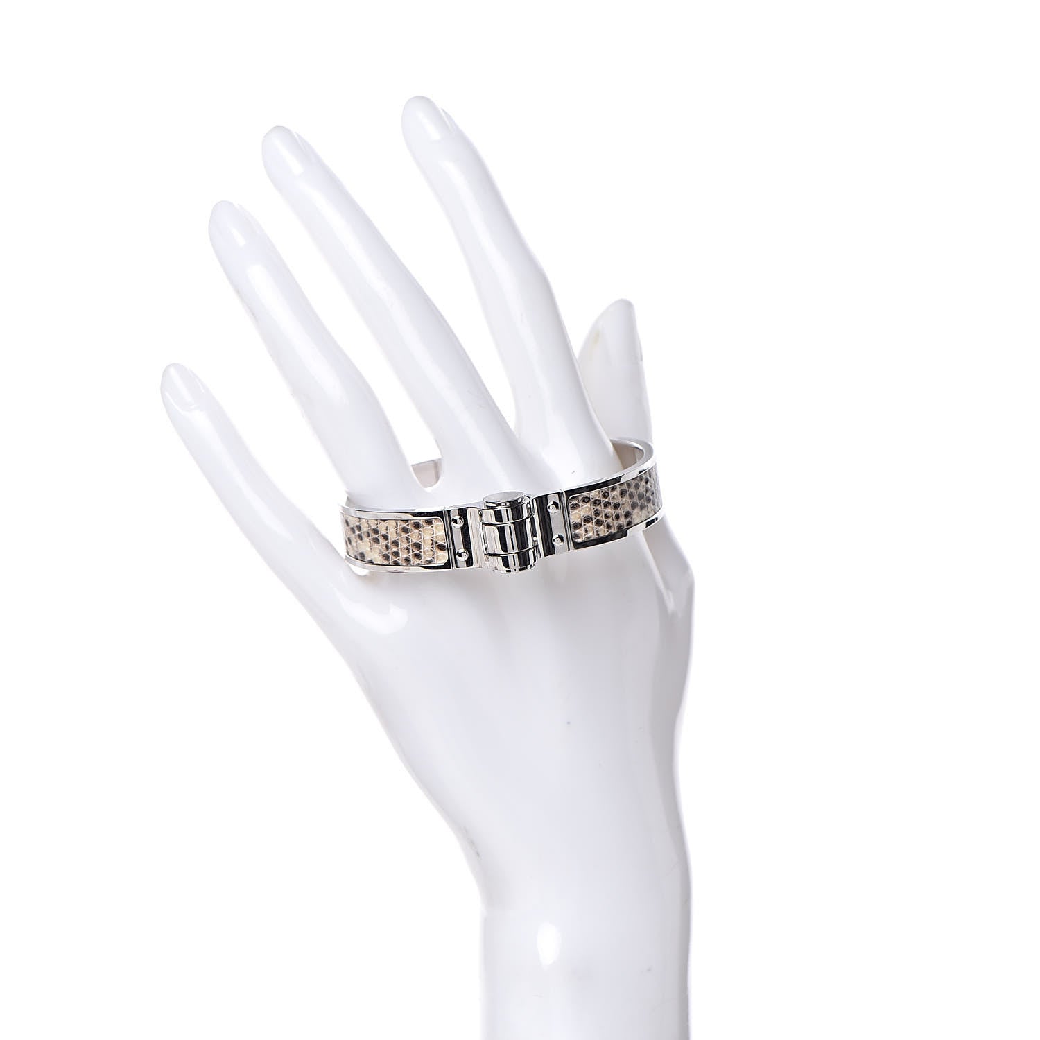 Hermes Lizard Charniere Cuir Narrow Hinged Bracelet M Ombre 2 of 6