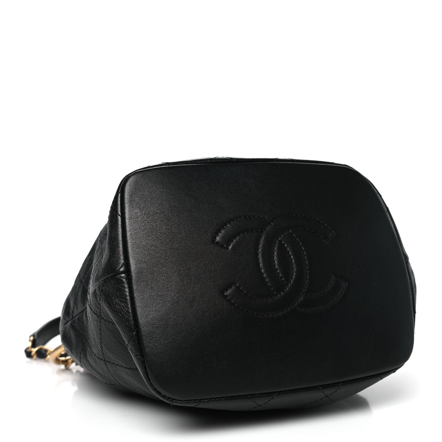 Chanel Lambskin Stitched Drawstring Bag Black 4 of 10