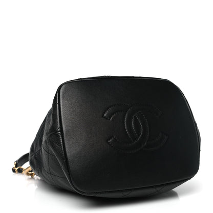 Chanel Lambskin Stitched Drawstring Bag Black 4 of 10
