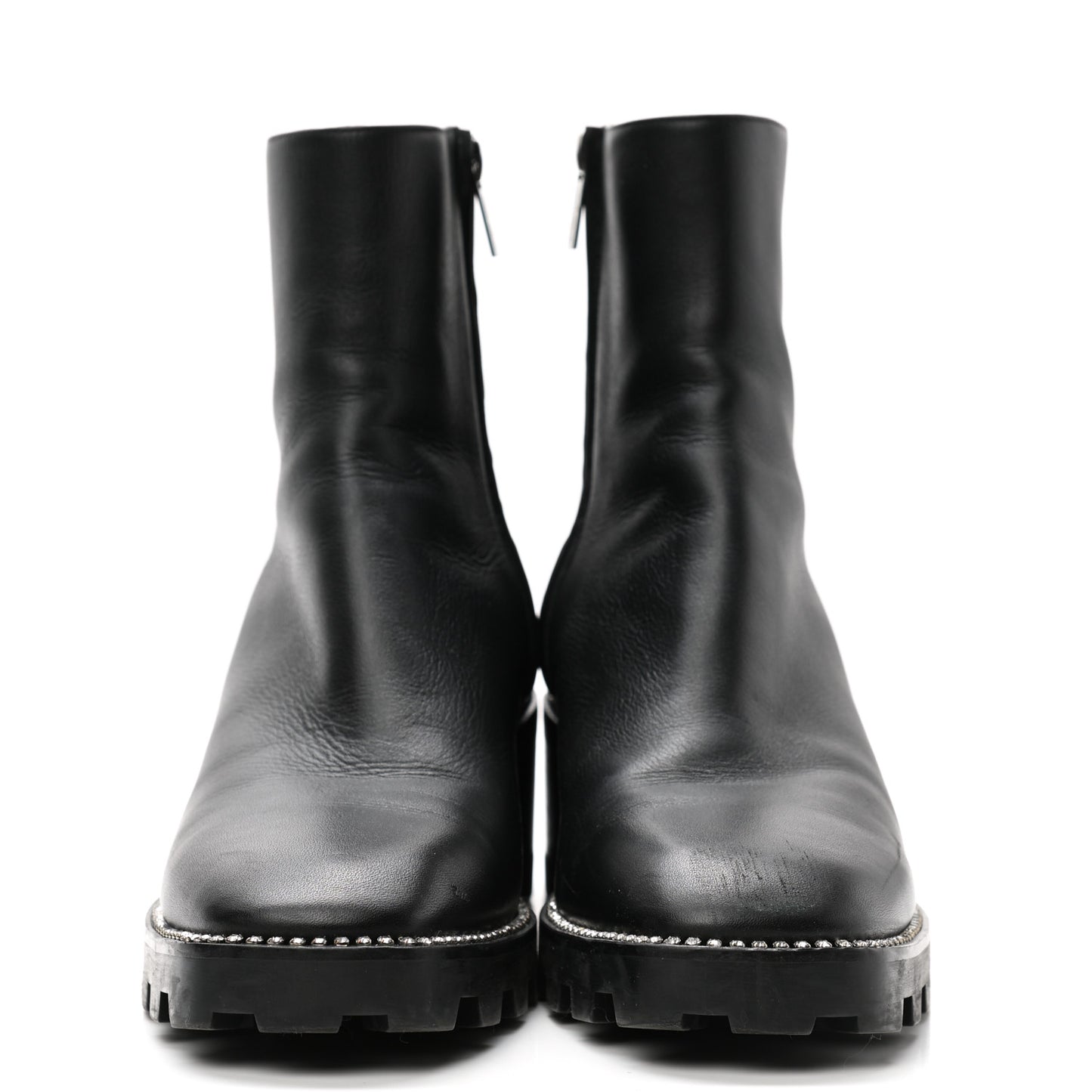 Grained Calfskin Crystal Embellished Mava Boots 40 Black