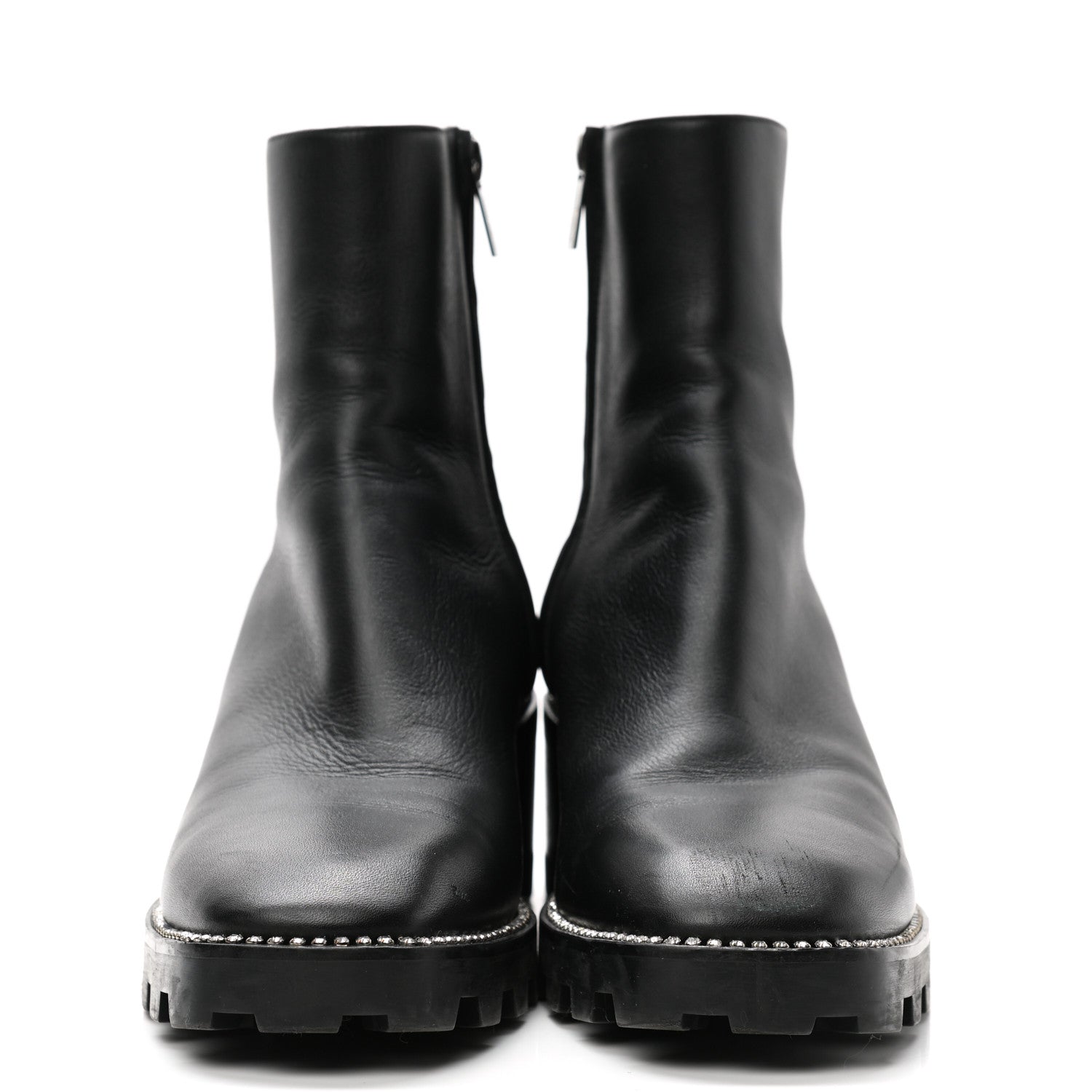Jimmy Choo Grained Calfskin Crystal Embellished Mava Boots 40 Black 2 of 11