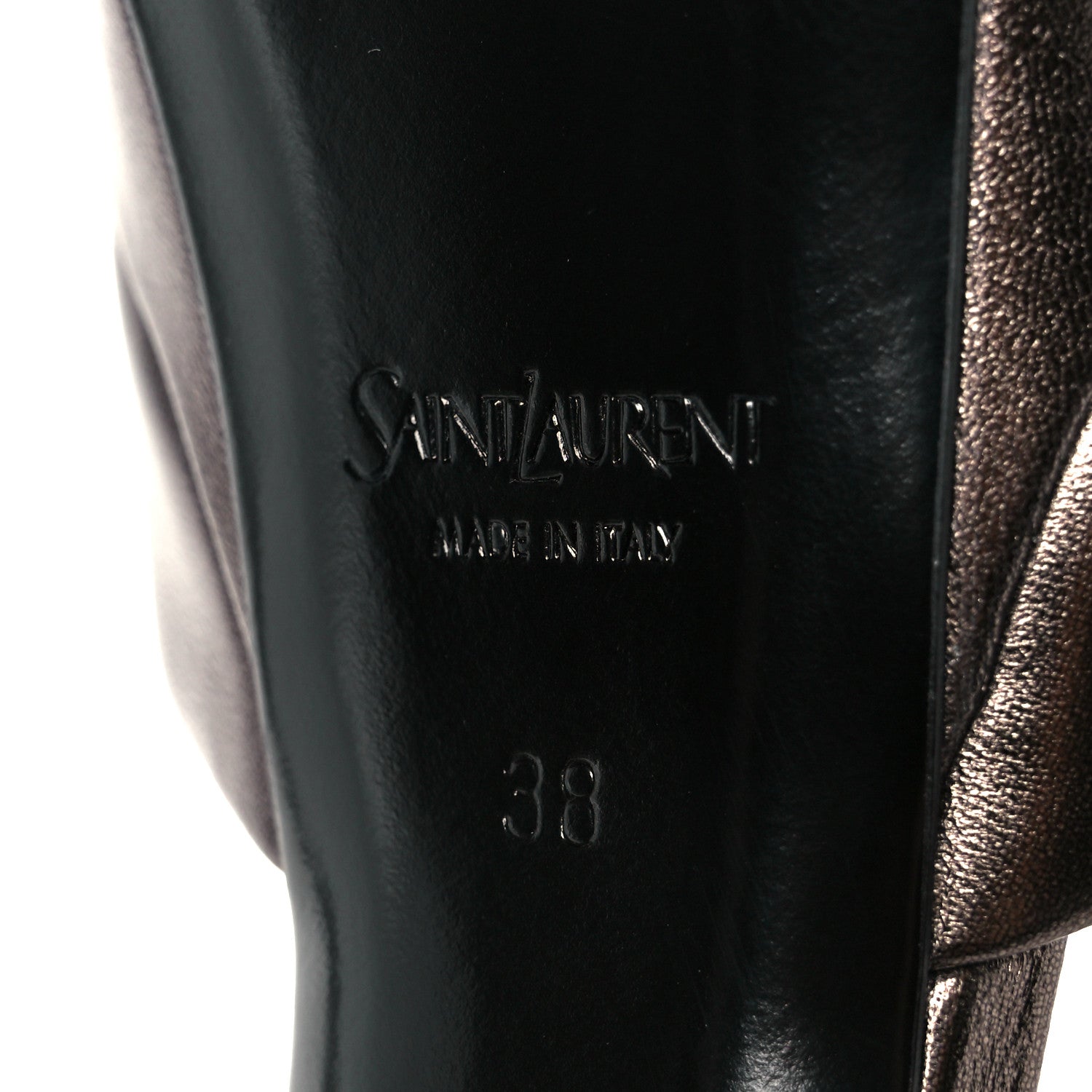 Saint Laurent Veau Laminato La Scandale 85 Sandals 38 Metal Walnut 8 of 10