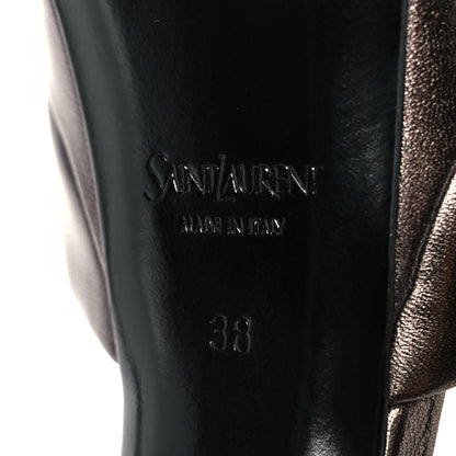 Saint Laurent Veau Laminato La Scandale 85 Sandals 38 Metal Walnut 8 of 10