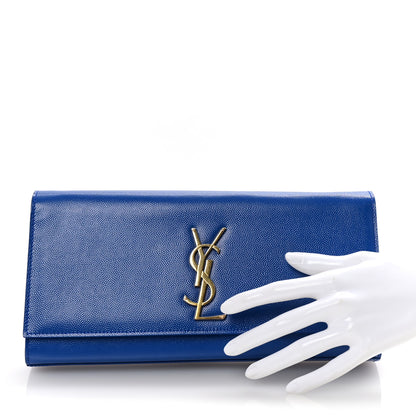 Saint Laurent Patent Grain De Poudre Classic Monogram Cassandre Clutch Blue Majorelle 2 of 6