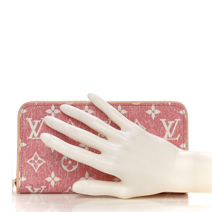Louis Vuitton Denim Monogram Jacquard Zippy Wallet Pink 2 of 10