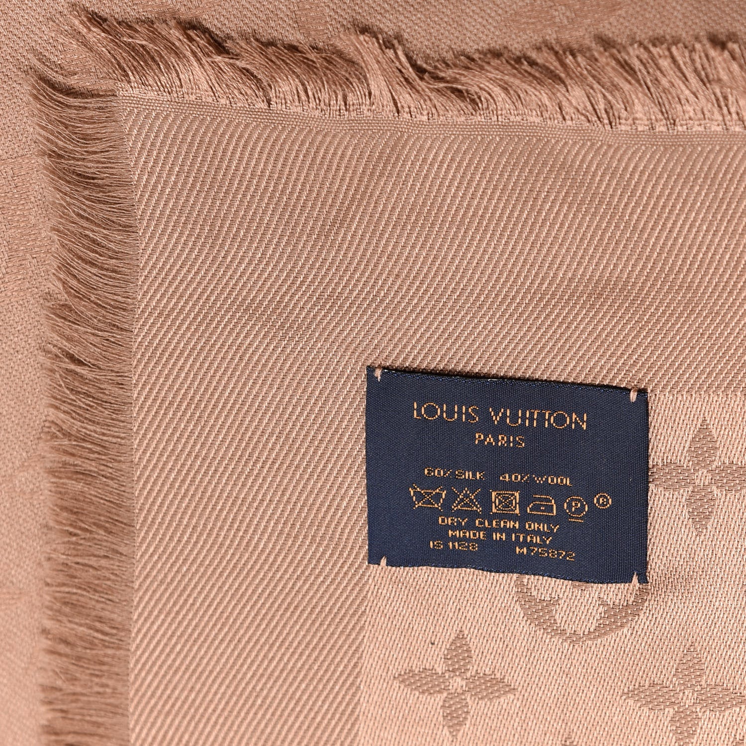 Louis Vuitton Silk Wool Monogram Shawl Cappuccino 3 of 3