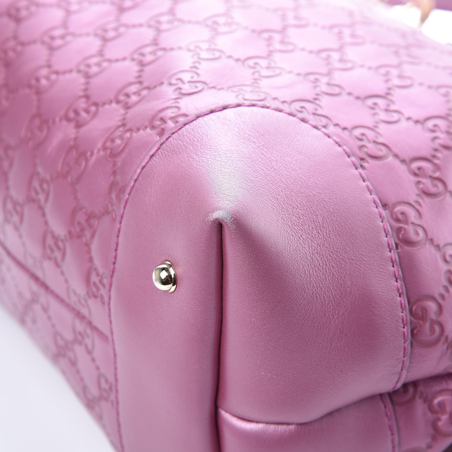 Gucci Metallic Soft Guccissima Large Heart Bit Charm Top Handle Tote Fresia Rose 11 of 15
