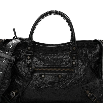 Balenciaga Agneau Classic Hardware S City Logo Strap Black White 9 of 14