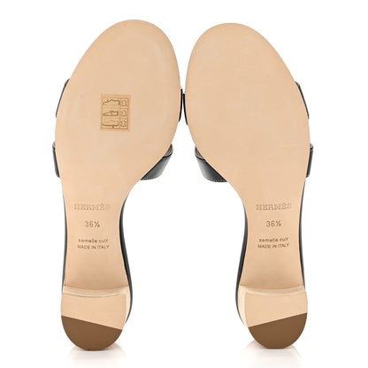 Hermes Calfskin Oasis Sandals 36.5 Black 5 of 9
