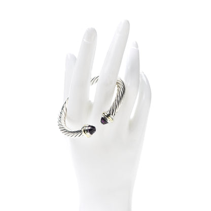 David Yurman Sterling Silver 14K Yellow Gold Amethyst 7mm Cable Classics Bracelet 2 of 5