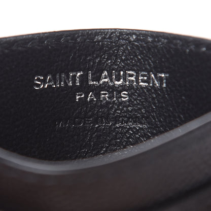 Saint Laurent Grain De Poudre Matelasse Chevron Monogram Credit Card Case Black 6 of 7