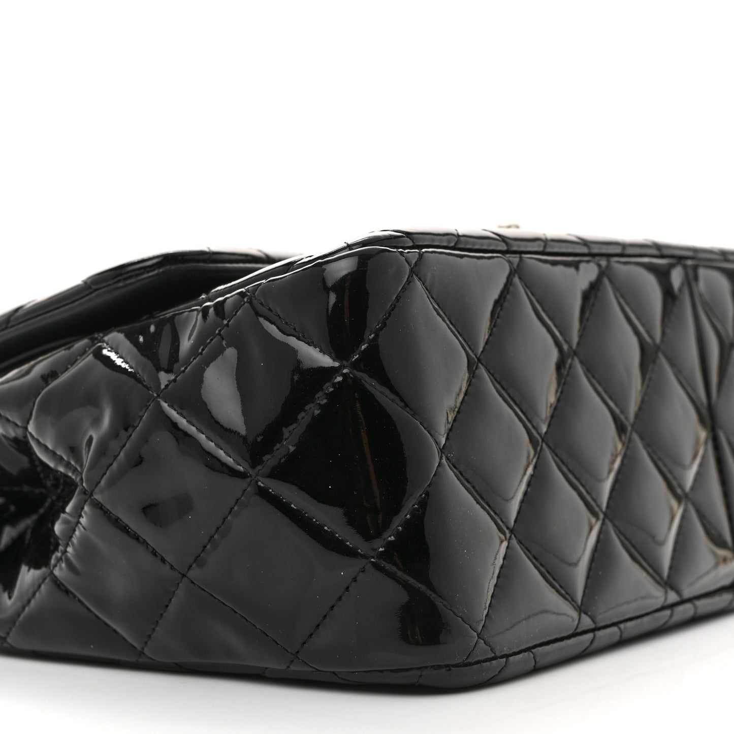 Patent Quilted Jumbo Double Flap Black