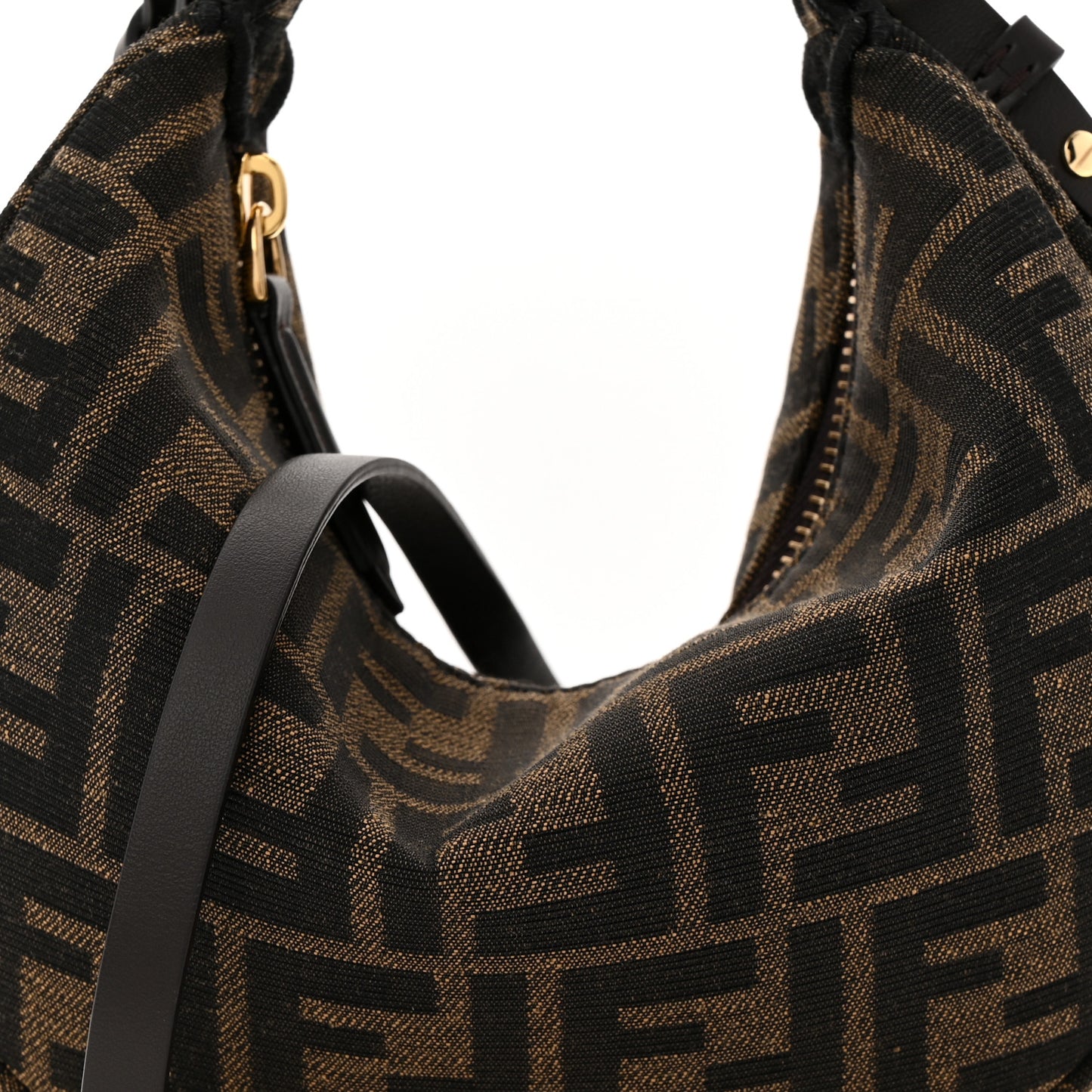 Denim Jacquard FF Effect Vitello Grace Mini Fendigraphy Hobo Bag Tobacco Moro Ebano