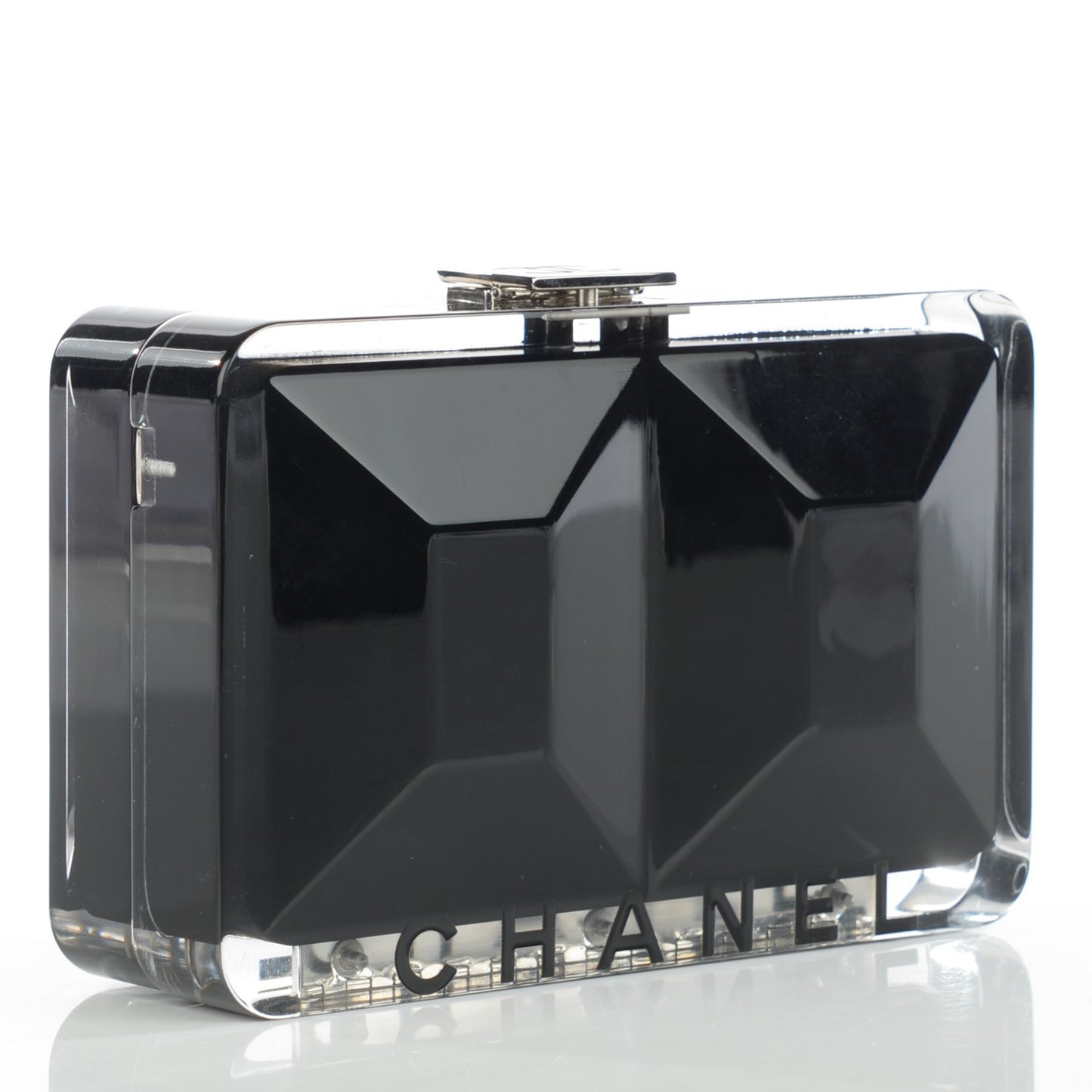 Lucite Wristlet Clutch Black Transparent