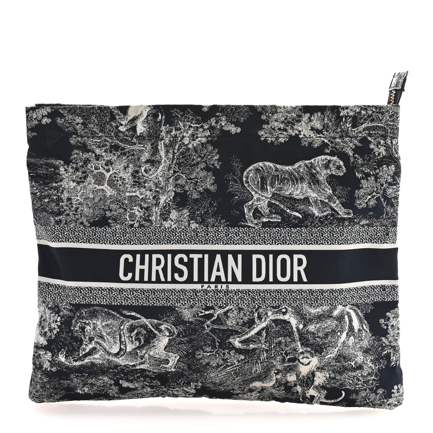 Christian Dior Technical Fabric Toile De Jouy Reverse Diortravel Zipped Pouch Blue Multicolor 1 of 8