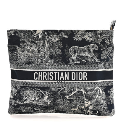Christian Dior Technical Fabric Toile De Jouy Reverse Diortravel Zipped Pouch Blue Multicolor 1 of 8