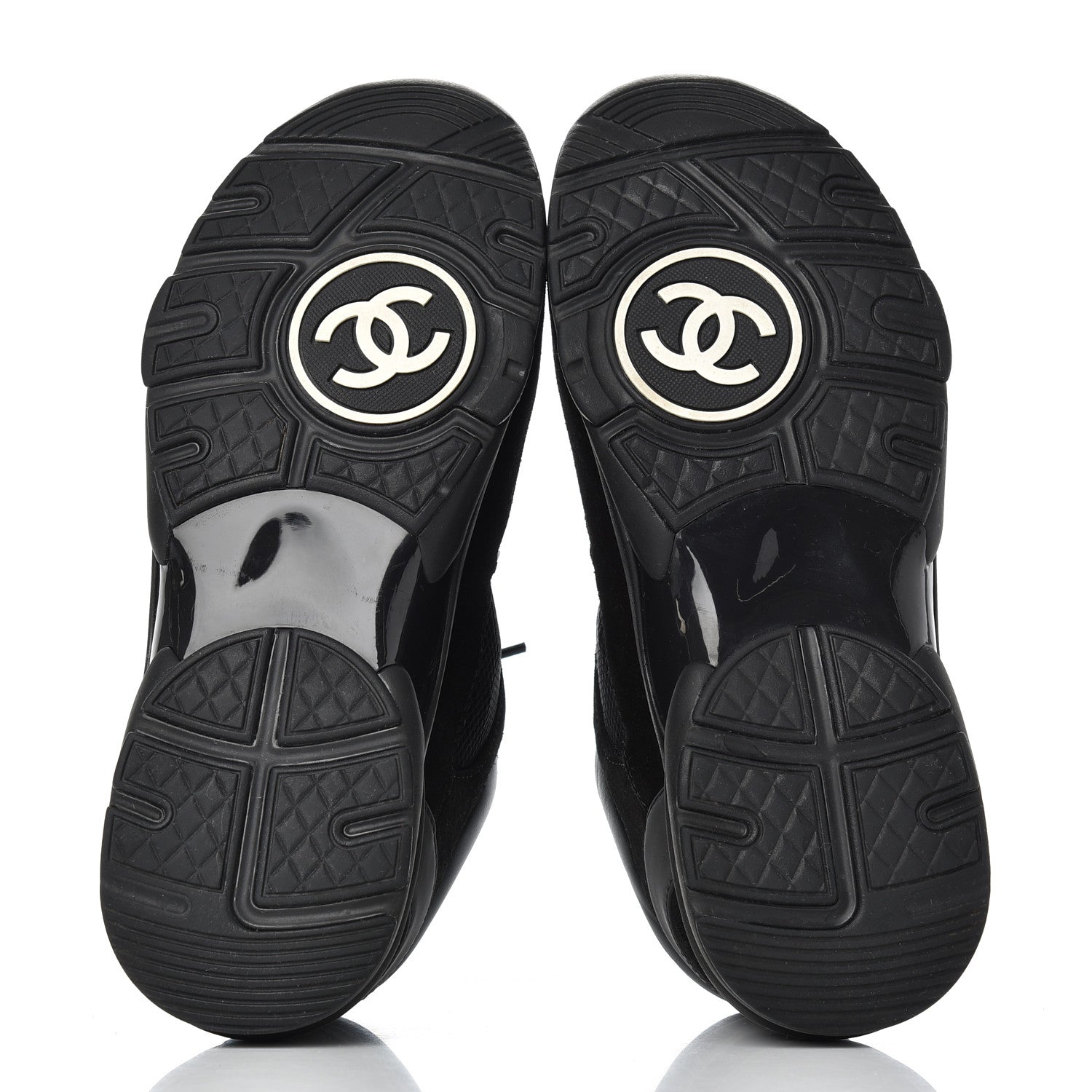 Chanel Fabric Calfskin Suede CC Sneakers 37.5 Black 5 of 16
