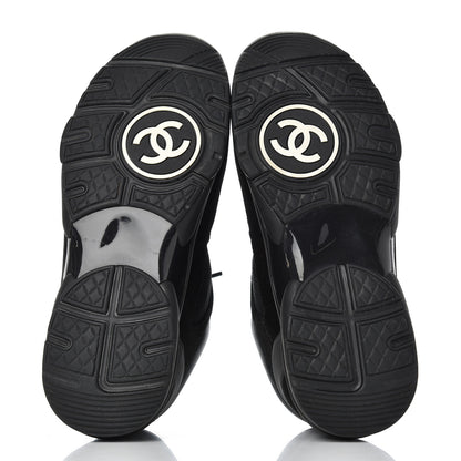 Chanel Fabric Calfskin Suede CC Sneakers 37.5 Black 5 of 16