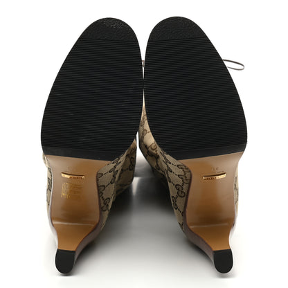 Gucci Monogram Lisa Mid Heel Boots 38 Beige Ebony 5 of 6