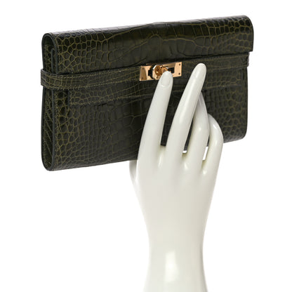 Hermes Shiny Alligator Kelly Longue Wallet Vert Veronese 2 of 11