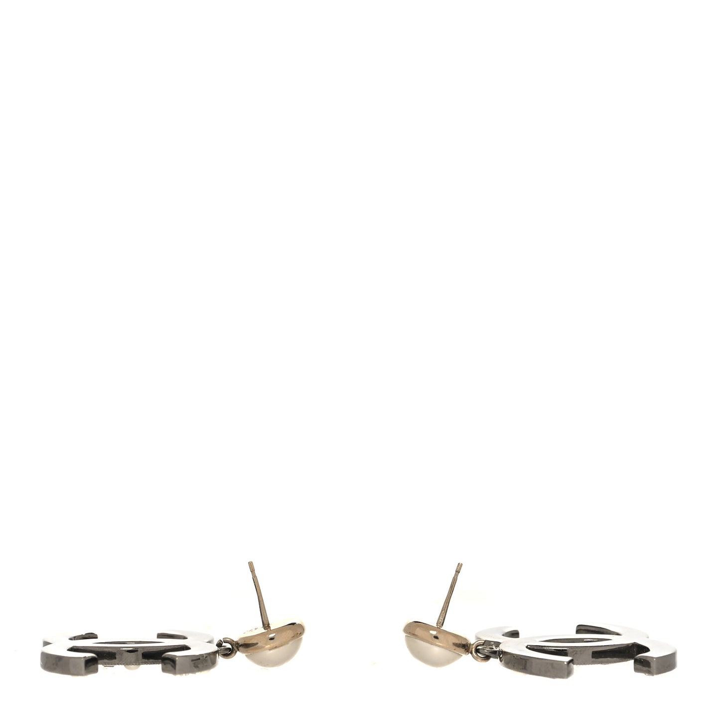 Crystal Pearl CC Drop Earrings Gold Silver