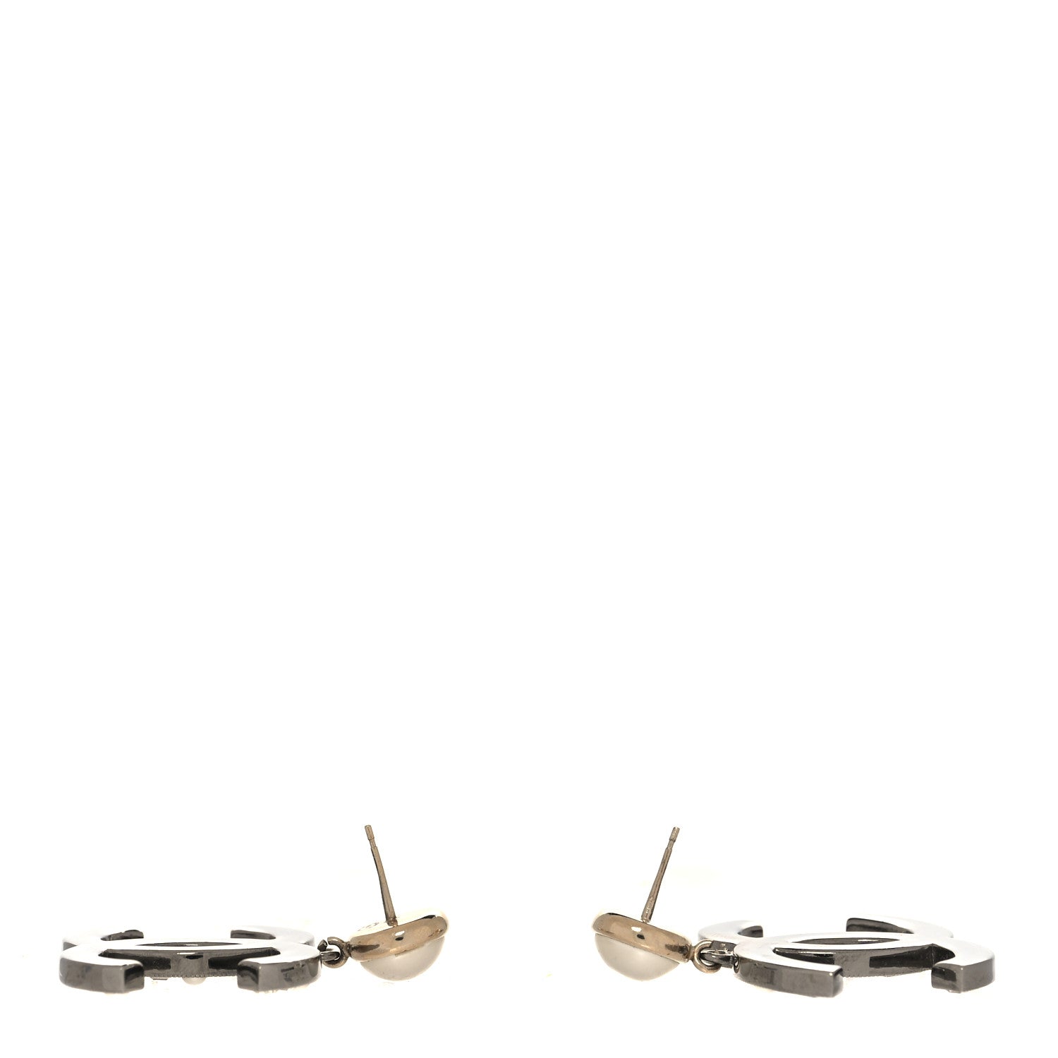 Chanel Crystal Pearl CC Drop Earrings Gold Silver 3 of 4