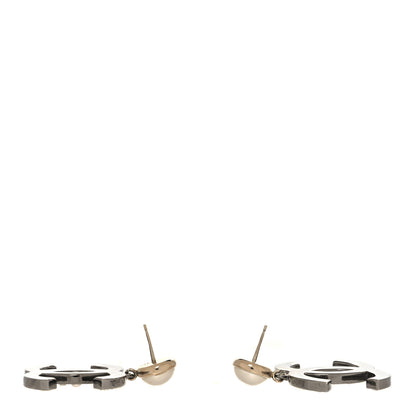 Chanel Crystal Pearl CC Drop Earrings Gold Silver 3 of 4