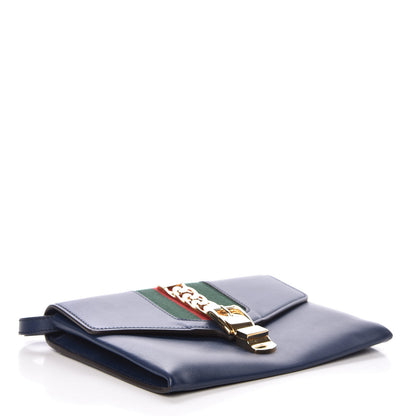 Gucci Calfskin Small Sylvie Wristlet Clutch Blue Agata 4 of 10
