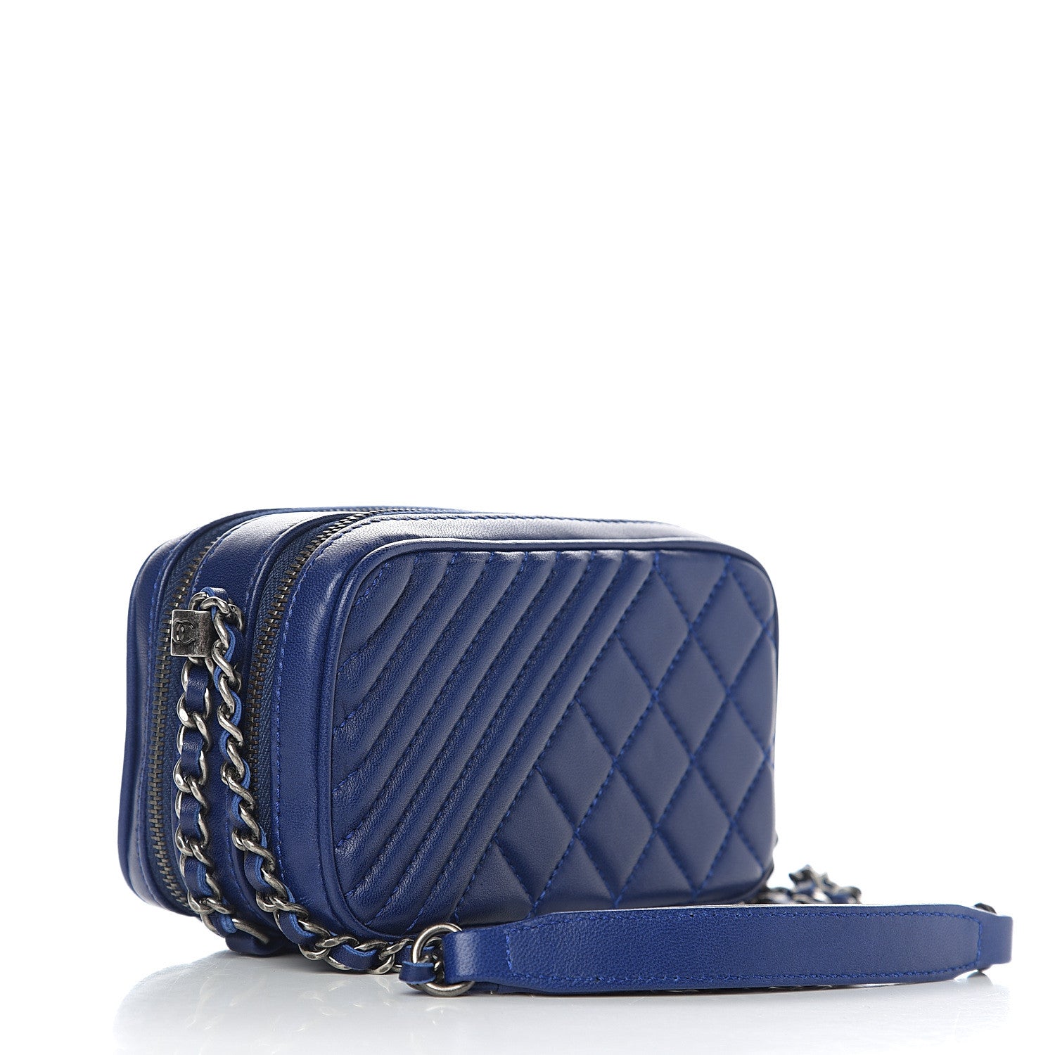 Chanel Lambskin Quilted Mini Coco Boy Camera Bag Blue 2 of 9
