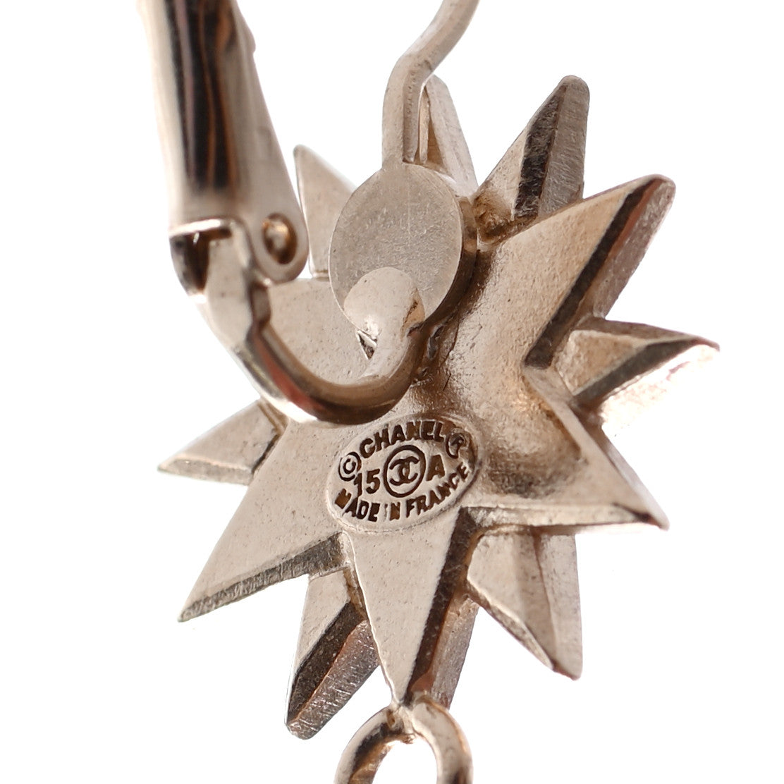 Chanel Crystal Pearl CC Star Dangle Earrings Gold 4 of 4