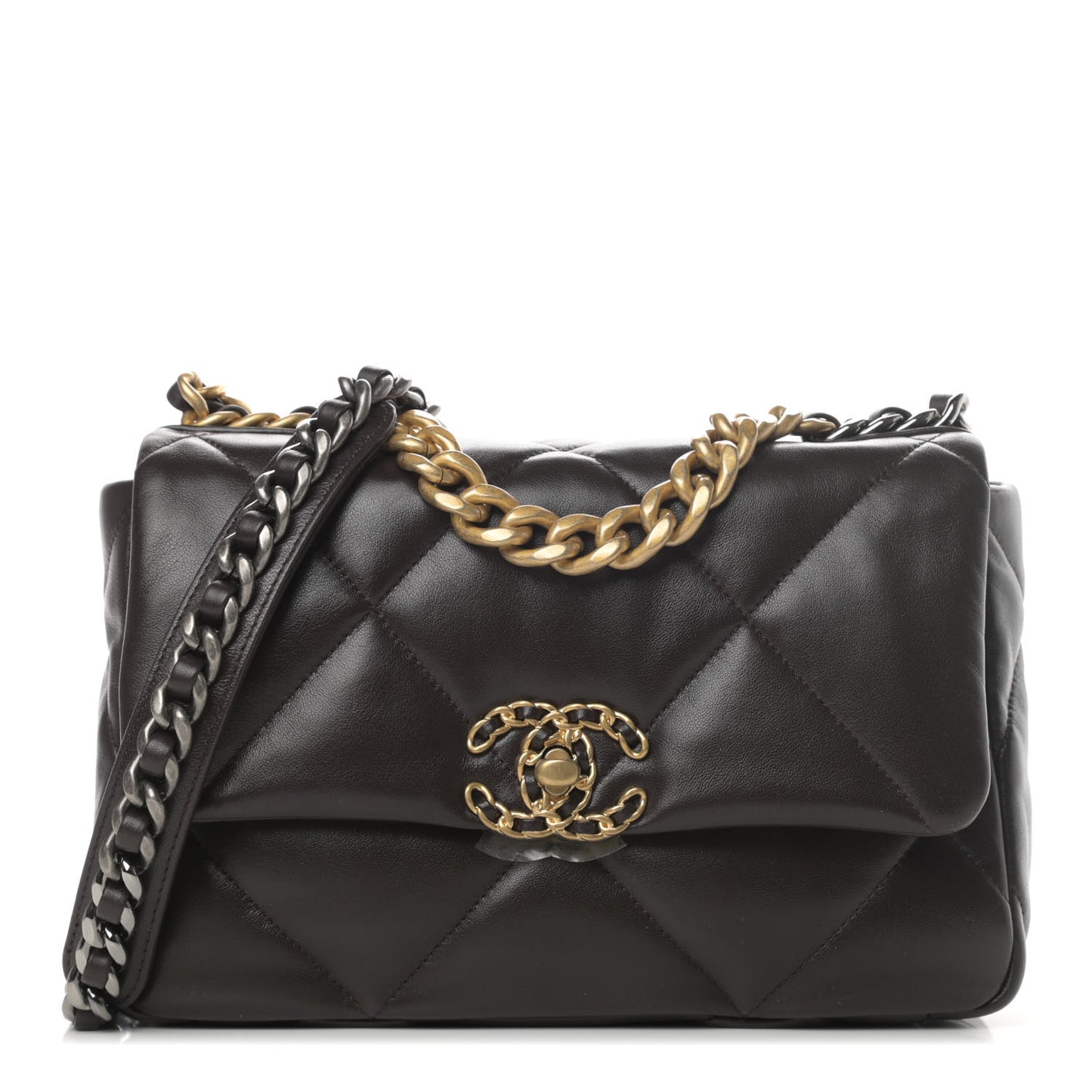 Lambskin Quilted Medium Chanel 19 Flap Dark Brown