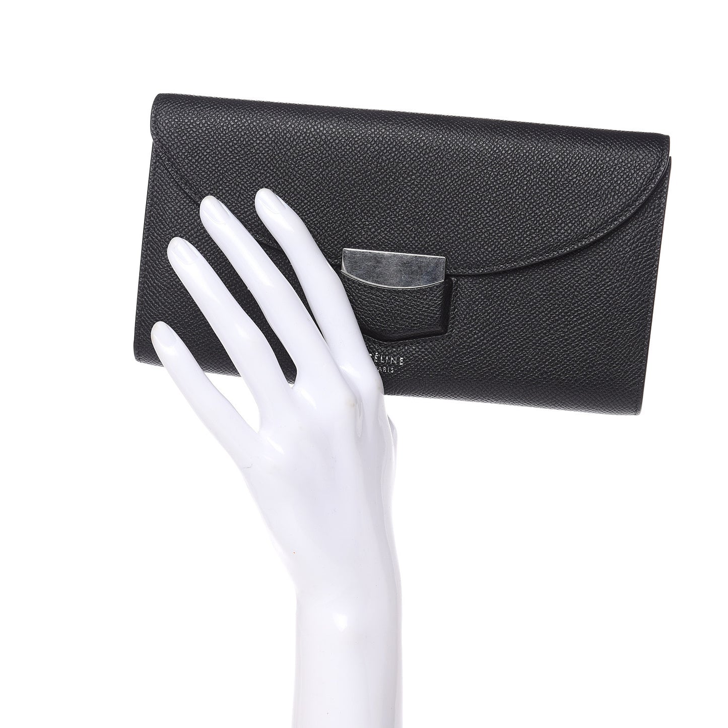 Grained Calfskin Large Trotteur Multifunction Flap Wallet Black