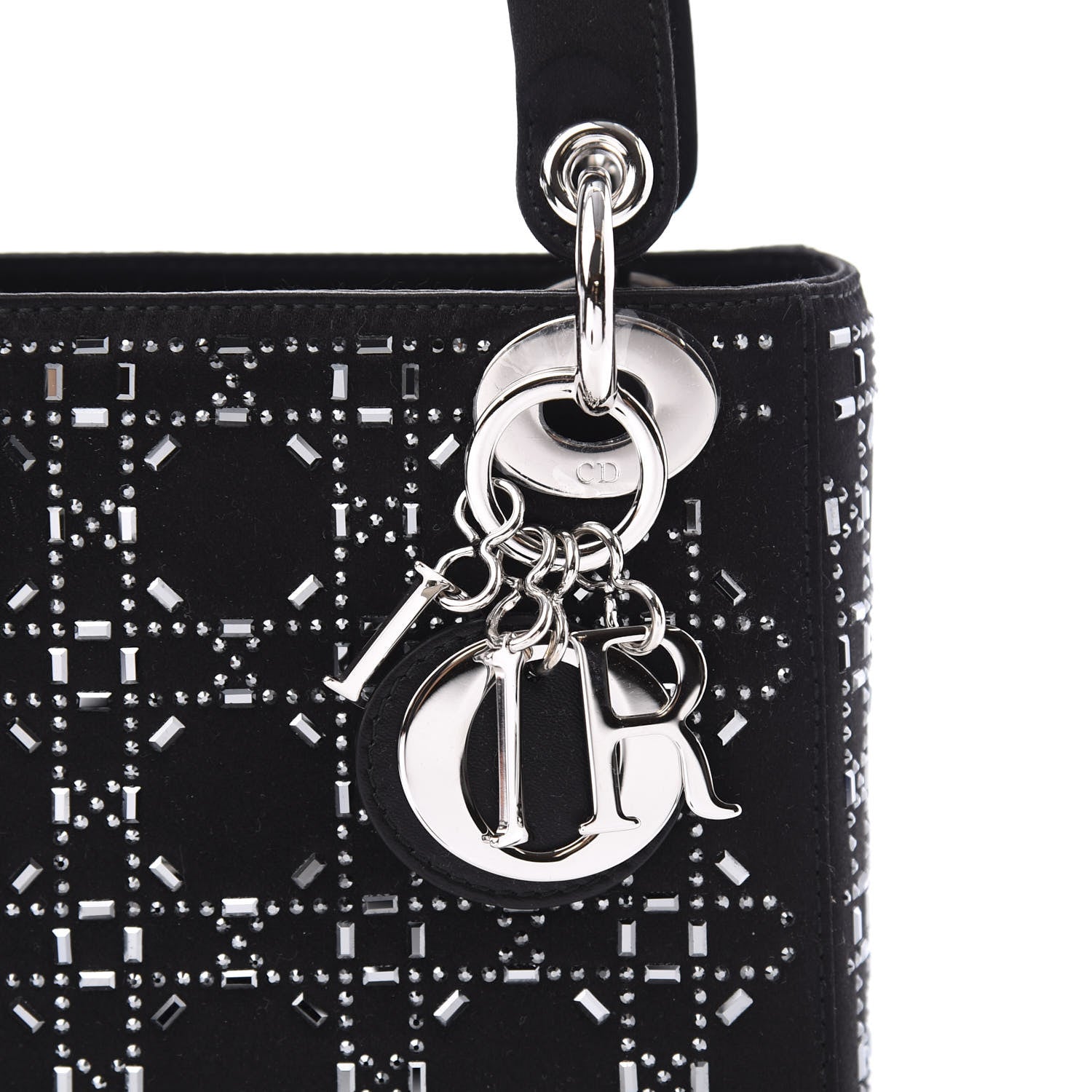 Christian Dior Satin Crystal Cannage Mini Lady Dior Black 9 of 10