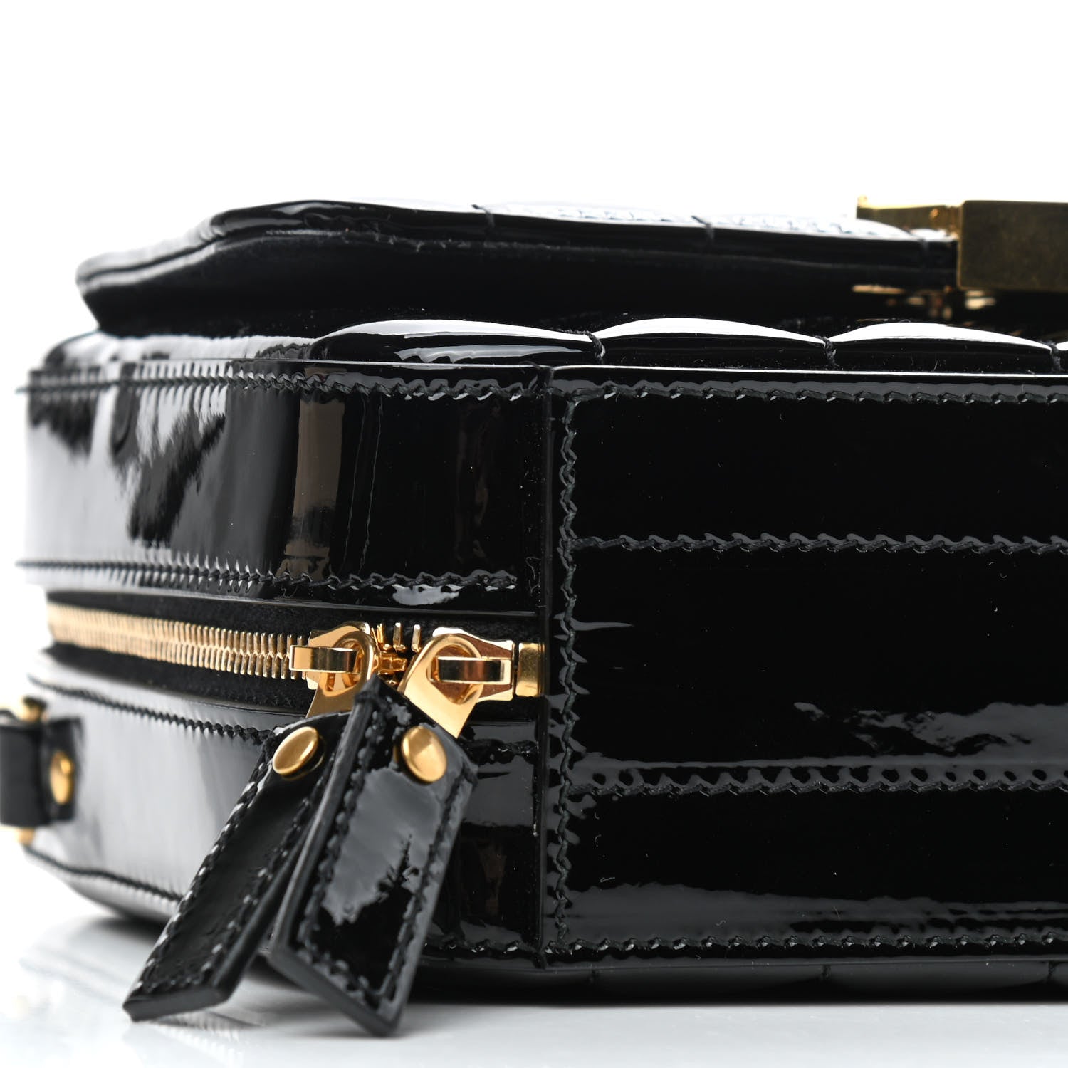 Saint Laurent Patent Matelasse Monogram Vicky Camera Bag Black 6 of 10