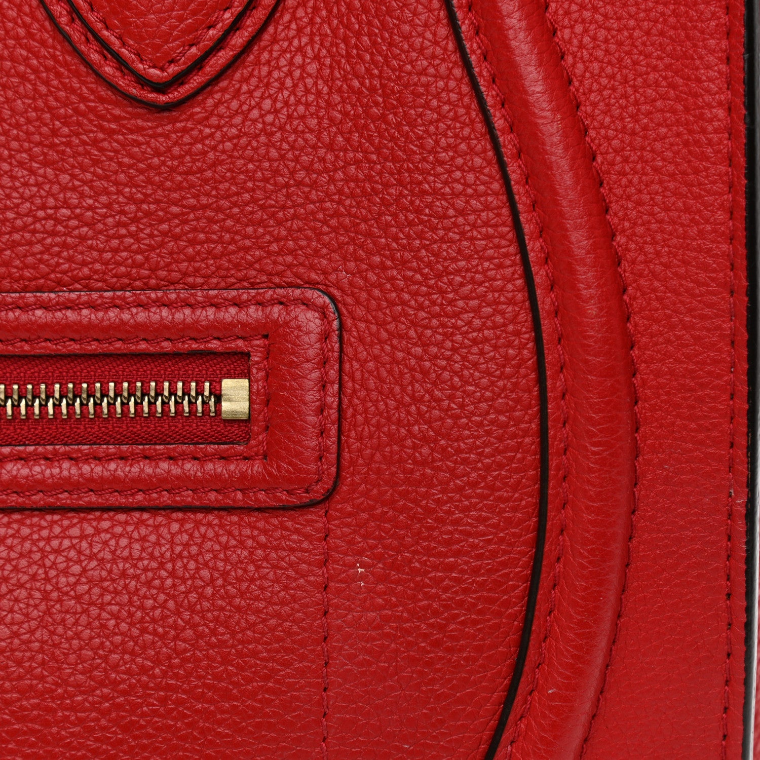 Celine Drummed Calfskin Mini Luggage Coquelicot 19 of 19