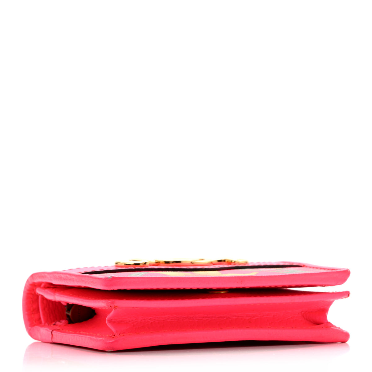 Calfskin Flora Print Zumi Card Case Fuxia Fluo