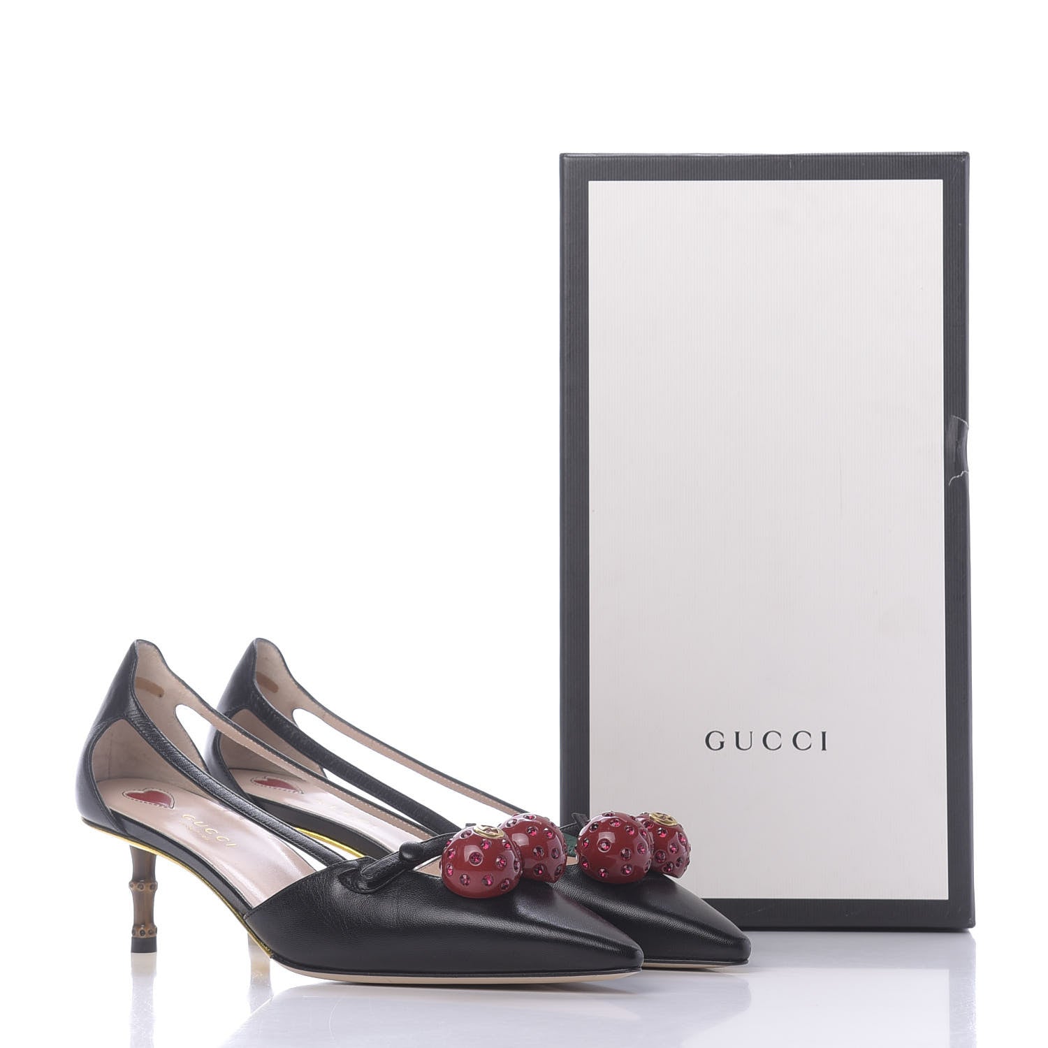 Gucci Nappa Unia Cherry Pumps 38 Black 10 of 10