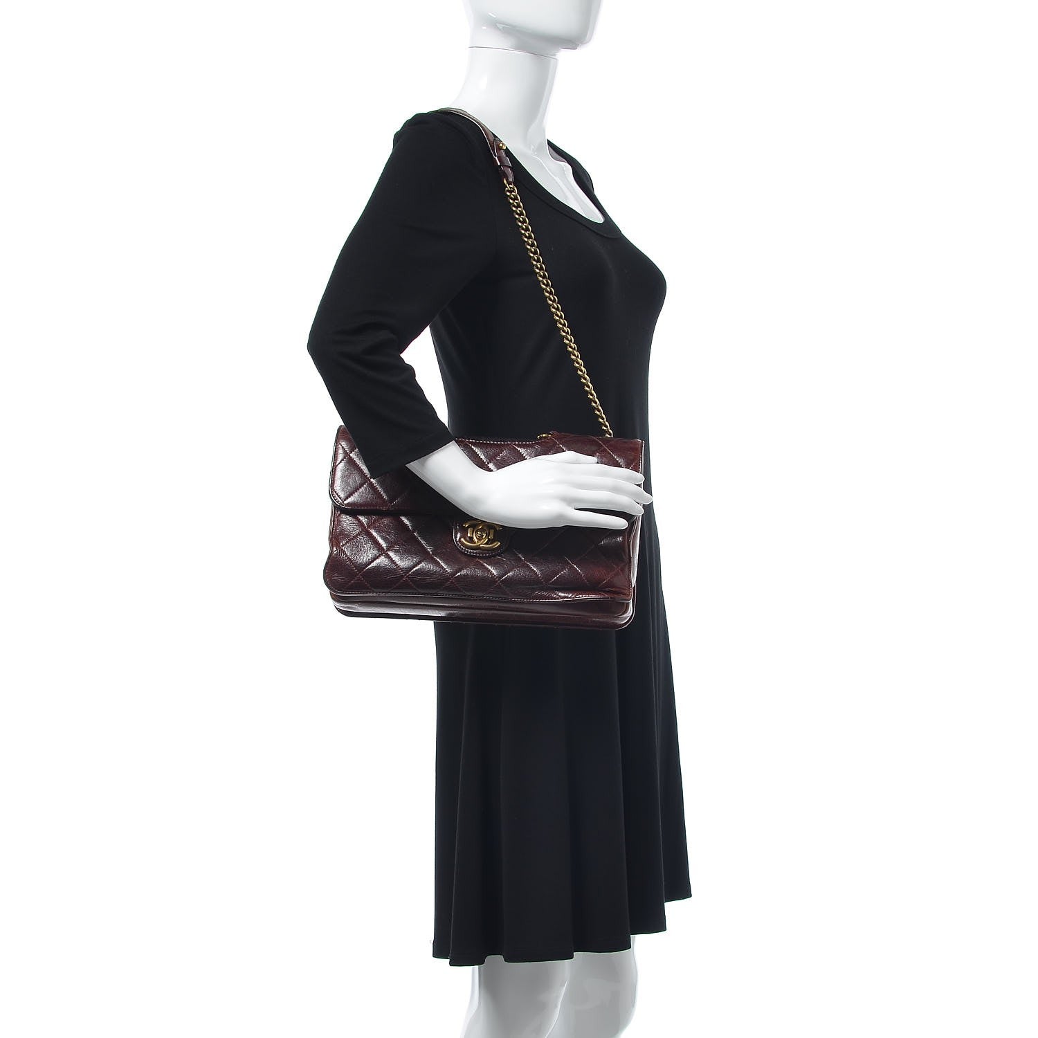 Chanel Glazed Calfskin Quilted Large Perfect Edge Flap Bordeaux 3 of 12