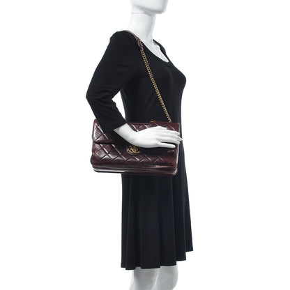 Chanel Glazed Calfskin Quilted Large Perfect Edge Flap Bordeaux 3 of 12