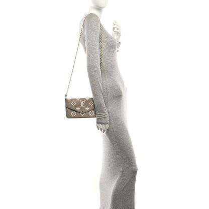 Louis Vuitton Empreinte Monogram Giant Felicie Pochette Khaki Creme 2 of 10