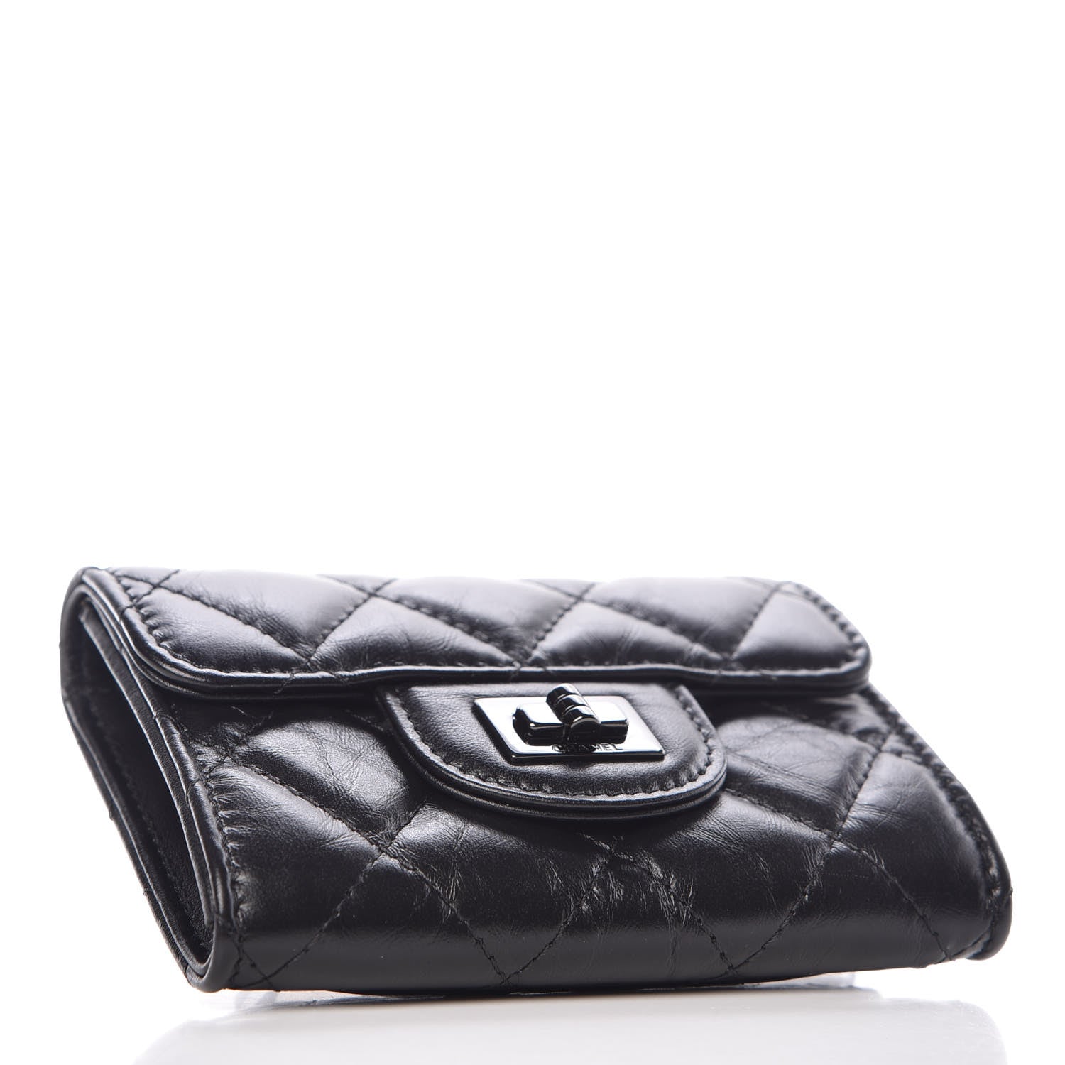 Chanel Aged Calfskin Quilted Reissue Flap Card Holder Wallet So Black 4 of 9