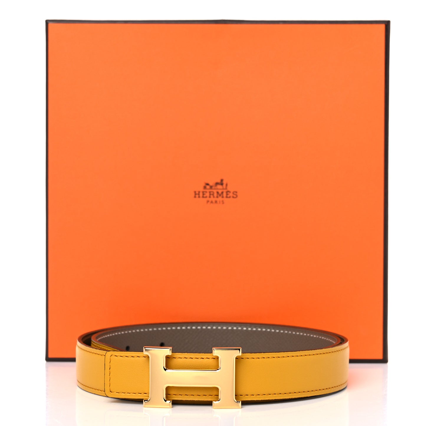 Epsom Swift 24mm H Belt 75 Etoupe Jaune Ambre