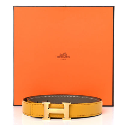 Hermes Epsom Swift 24mm H Belt 75 Etoupe Jaune Ambre 5 of 5