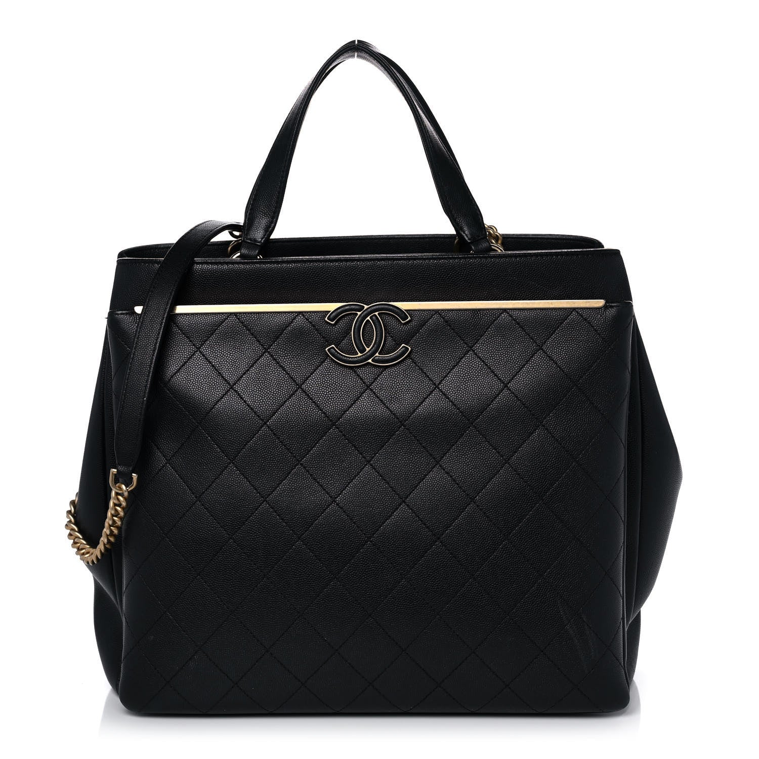 Chanel Grained Calfskin Stitched Lady Coco Top Handle Tote Black 1 of 16
