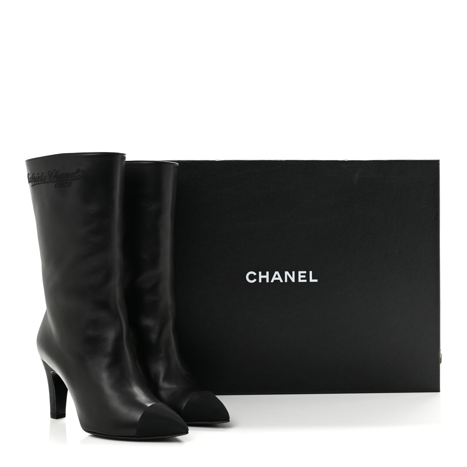 Chanel Lambskin Grosgrain Cap Toe Short Boots 35.5 Black 10 of 10