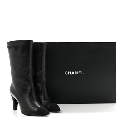 Chanel Lambskin Grosgrain Cap Toe Short Boots 35.5 Black 10 of 10